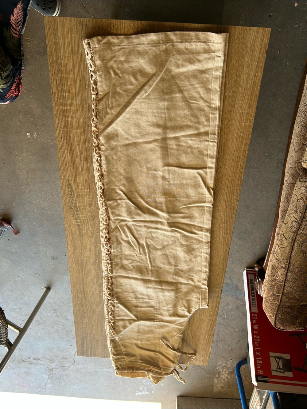 Women’s Beige Wide-Leg Pants with Side Lace-Up Detail